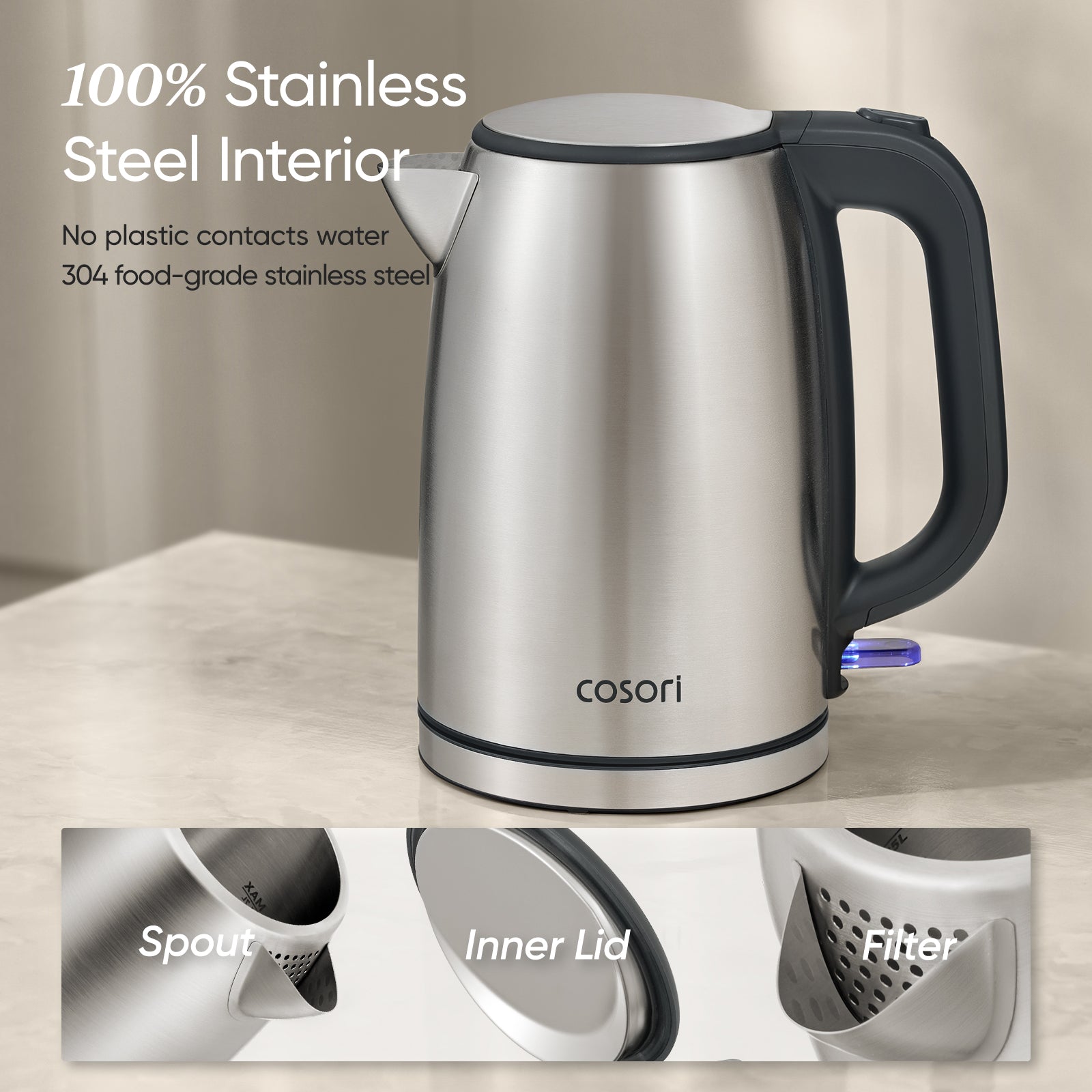 Cosori 1.7L Stainless Steel Electric Kettle SE152 - Image 2