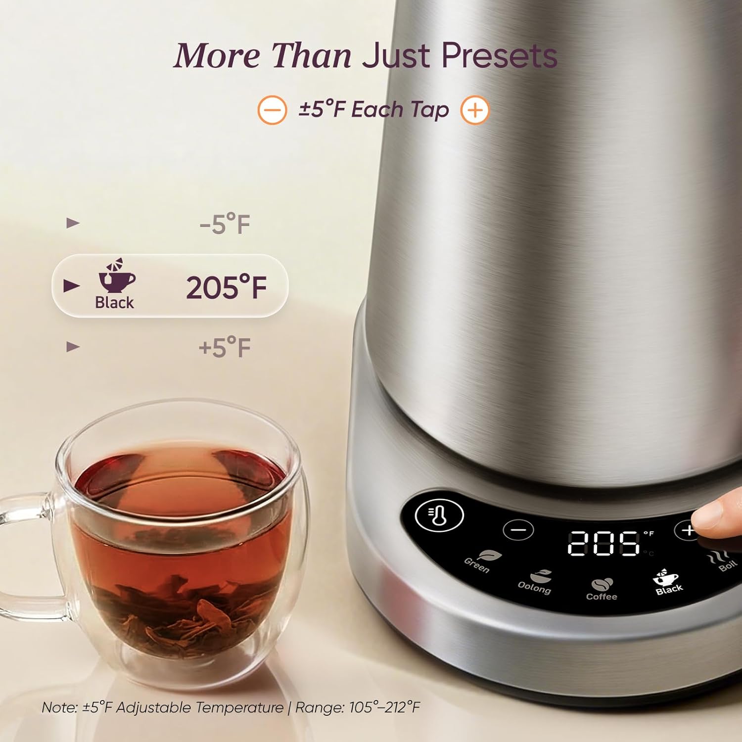 COSORI 1.7L Stainless Steel Kettle with Precision Control - Image 2